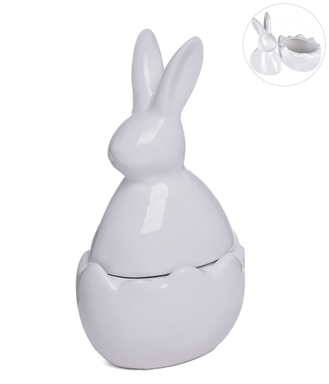 Páscoa Porta Objeto Coelho e Ovo Cerâmica Branco - 12cm - comprar online