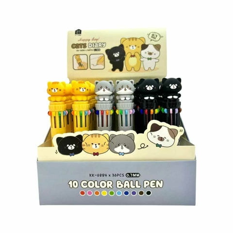 Lapicera Cat Diary 10 colores / KK-6884