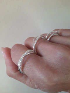 Anillo triple hilito con trenzado - MP Joyas