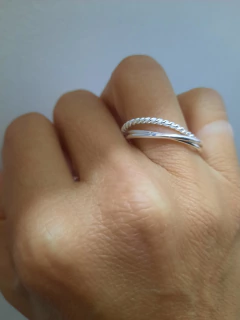 Anillo triple hilito con trenzado - tienda online