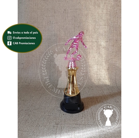 Trofeo Souvenir fútbol femenino pequeño fucsia c/col baja en BN