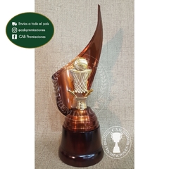 Trofeo metálico c/ figura basket aro básquet plás. BM - Envolvente -