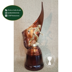 Trofeo metálico c/ figura bowling jugador plás. BM - Envolvente -