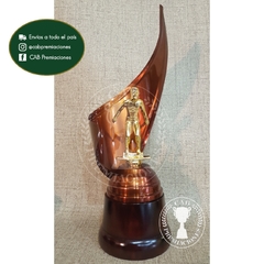 Trofeo metálico c/ figura natación largada plás. BM - Envolvente -