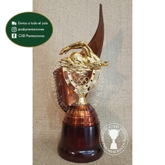 Trofeo metálico c/ figura natación nadador plás. BM - Envolvente -