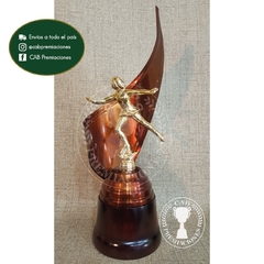 Trofeo metálico c/ figura patín artístico patinadora plás. BM - Envolvente -