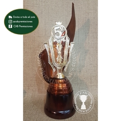 Trofeo metálico c/ figura 5° puesto standard plás. BM - Envolvente -