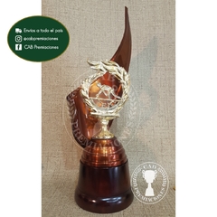 Trofeo metálico c/ figura tejo laurel plás. BM - Envolvente -