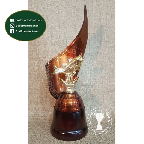 Trofeo metálico "Envolvente" Dorado / Pesca