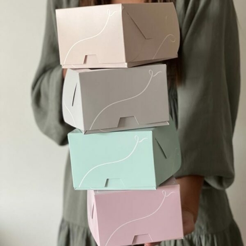 Cajas linea Mini Pastel( 15x15x10 cm) con visor. (solo gris) - comprar online