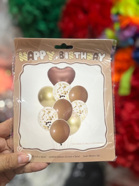 SET 9 GLOBOS “CORAZÓN NUDE CON CHOCOLATE ” X UNIDAD - comprar online