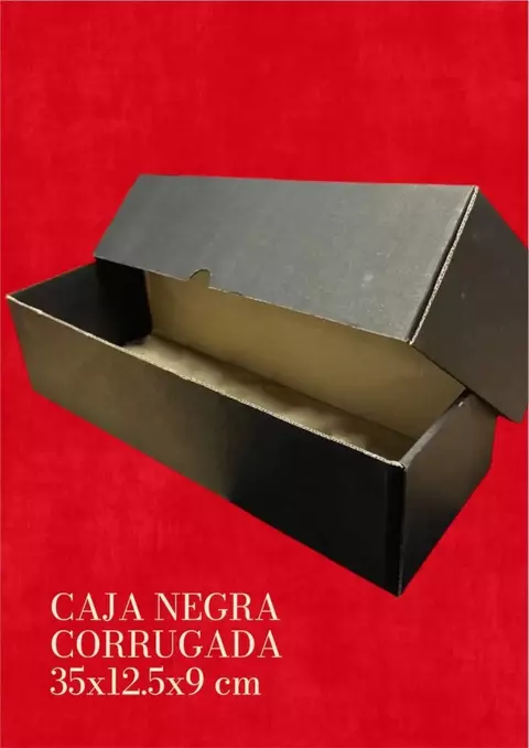 CAJA BASE Y TAPA NEGRA CORRUGADA (35×12×10 CM) / IDEAL PARA 1 BOTELLA