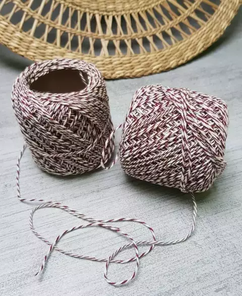 HILO DE ALGODÓN BICOLOR 30MTS - Bordo & blanco - x1 u