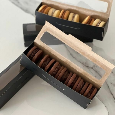 Caja macarons/ alfajor negra (21xx5x5)