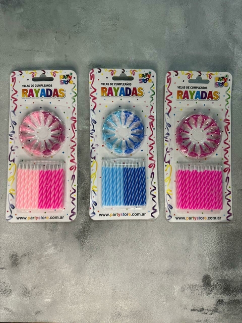 Vela de Cumpleaños Rayadas 24 u