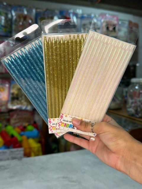 Vela de Cumpleaños Gibreadas 12 u - Doradas - comprar online