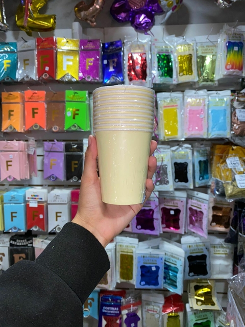 Pack 10 Vasos Polipapel Amarillo Pastel