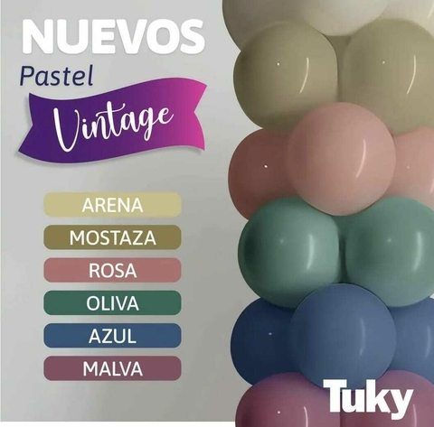 Globo Liso 12'' Tuky Vintage Arena Pastel x 25 - comprar online
