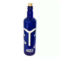 Botella De Vidrio Azul Agua Hóoponopono Con Signos Zodiaco - tienda online