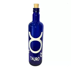 Botella De Vidrio Azul Agua Hóoponopono Con Signos Zodiaco - comprar online