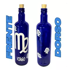 Botella De Vidrio Azul Agua Hóoponopono Con Signos Zodiaco en internet