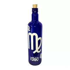 Botella De Vidrio Azul Agua Hóoponopono Con Signos Zodiaco - comprar online