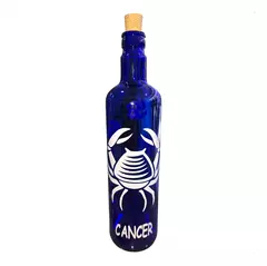 Botella Vidrio Azul Agua Hooponopono Signos Del Zodiaco en internet
