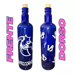 Botella Vidrio Azul Agua Hooponopono Signos Del Zodiaco