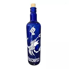 Botella Vidrio Azul Agua Hooponopono Signos Del Zodiaco en internet