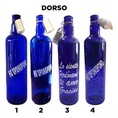 4 Botella Hoponopono Vidrio Azul Solarizar Agua - comprar online
