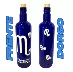 Botella De Vidrio Azul Agua Hóoponopono Con Signos Zodiaco x12uni.