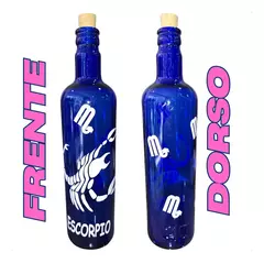 Botella Vidrio Azul Agua Hooponopono Signos Del Zodiaco - Comenzando a Despertar