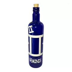 Botella De Vidrio Azul Agua Hóoponopono Con Signos Zodiaco - tienda online