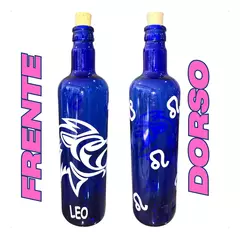Botella Vidrio Azul Agua Hooponopono Signos Del Zodiaco - Comenzando a Despertar