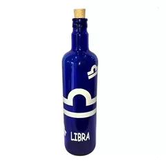 Botella De Vidrio Azul Agua Hóoponopono Con Signos Zodiaco - tienda online