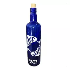 Botella Vidrio Azul Agua Hooponopono Signos Del Zodiaco en internet