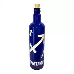 Botella De Vidrio Azul Agua Hóoponopono Con Signos Zodiaco - tienda online