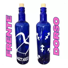 Botella Vidrio Azul Agua Hooponopono Signos Del Zodiaco