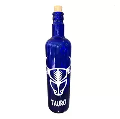Botella Vidrio Azul Agua Hooponopono Signos Del Zodiaco en internet