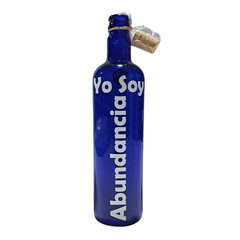 Botella de vidrio azul con sticker - "Yo soy" en internet