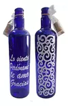 Botella de vidrio azul con sticker - Tribal - comprar online