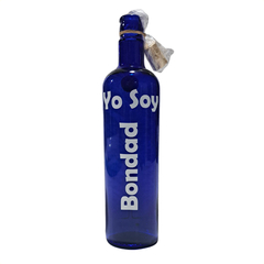 Imagen de Botella de vidrio azul con sticker - "Yo soy"