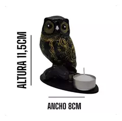 Porta Sahumerio De Buho Hecho En Madera Yeso Con Una Vela - Comenzando a Despertar