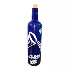 Imagen de Botella Vidrio Azul Agua Hooponopono Signos Del Zodiaco