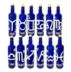 Botella De Vidrio Azul Agua Hóoponopono Con Signos Zodiaco