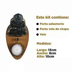 Porta Sahumerio Buda Hecho En Yeso Y Madera Con Vela - comprar online
