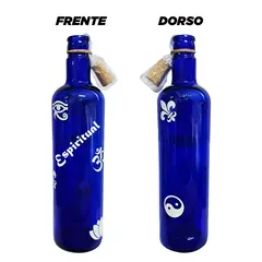 Botella De Vidrio Azul Con Corcho Agua Solar Varios Diseños en internet