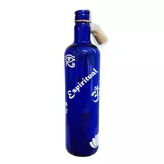 Botella De Vidrio Azul Con Corcho Agua Solar Varios Diseños