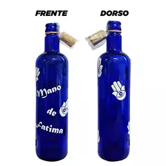 Botella De Vidrio Azul Con Corcho Agua Solar Varios Diseños - comprar online