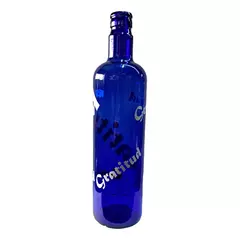 Botella Vidrio Azul Holisticas De Hooponopono Varios Diseños Frases